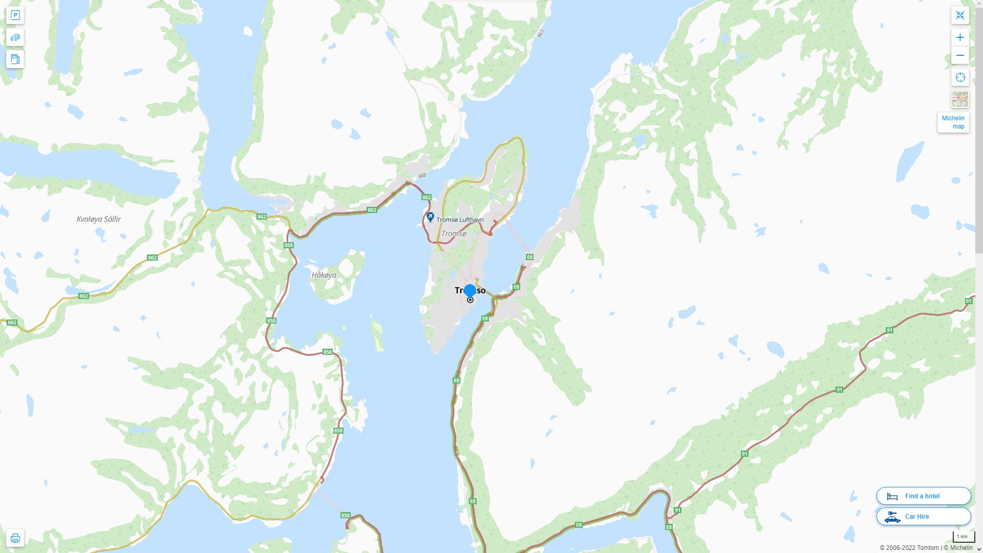 Tromso Highway and Road Map